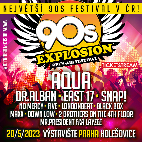 90s Explosion open-air festival Praha 2023<br>Největší 90s festival v ČR!