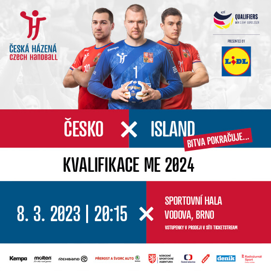 Česká republika - Island- Kvalifikace Mistrovství Evropy Házená - muži- Brno -Starez aréna Vodova Brno