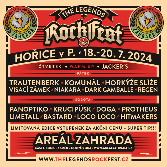 THE LEGENDS ROCK FEST- festival Hořice- Visací Zámek, Krucipüsk, Komunál, Doga, Horkýže slíže, Trautenberk -Areál Na zahradě Hořice