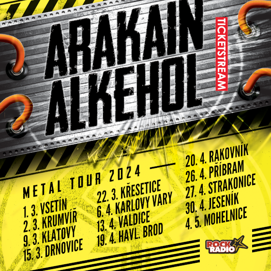 ARAKAIN & ALKEHOL- koncert Drnovice- Metal tour 2024 -Kulturní dům Drnovice Drnovice