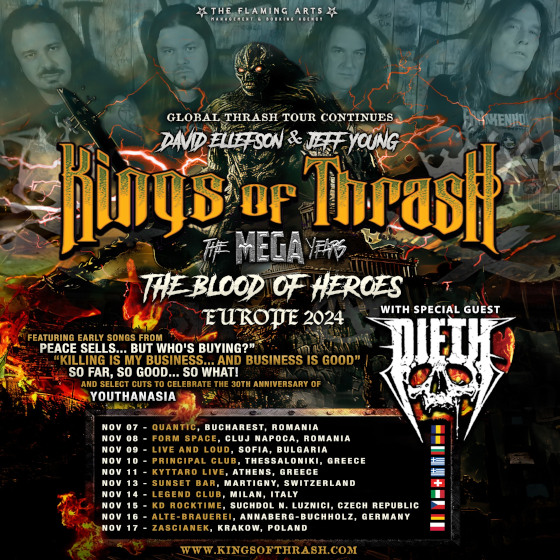 KINGS of THRASH<br>David Ellefson, Christ Poland a Jeff Young tři členové ex MEGADETH na Europe tour 2024