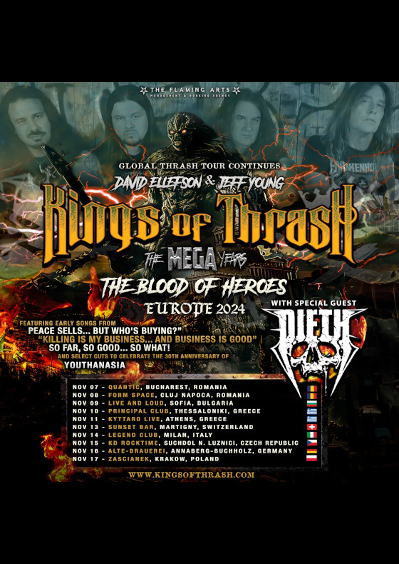 KINGS of THRASH<br>David Ellefson, Christ Poland a Jeff Young tři členové ex MEGADETH na Europe tour 2024
