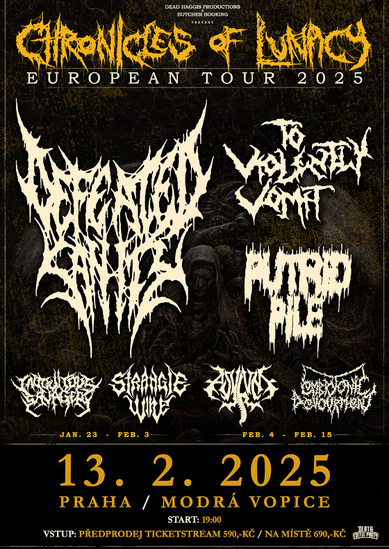 Defeated Sanity<br>To Violentky Vomit<br>Putrid Pile + support