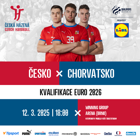 Házená muži<br>Česká republika - Chorvatsko<br>Kvalifikace EURO 2026