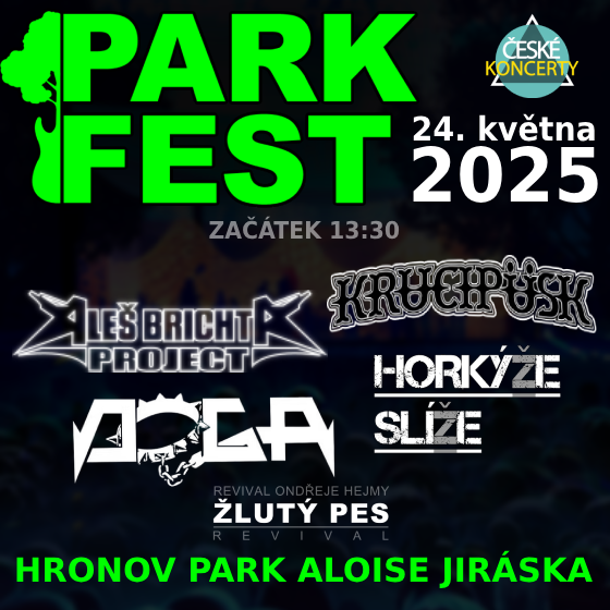 Hronov park fest<br>Horkýže Slíže, Doga, Krucipüsk<br>Aleš Brichta project, Žlutý pes revival