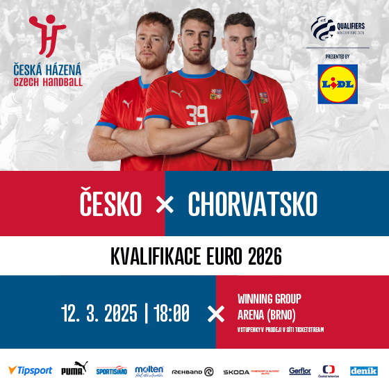 Házená muži<br>Česká republika - Chorvatsko<br>Kvalifikace EURO 2026