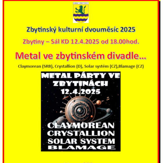 Zbytinský kulturní dvouměsíc<br>Metal ve zbytinském divadle...