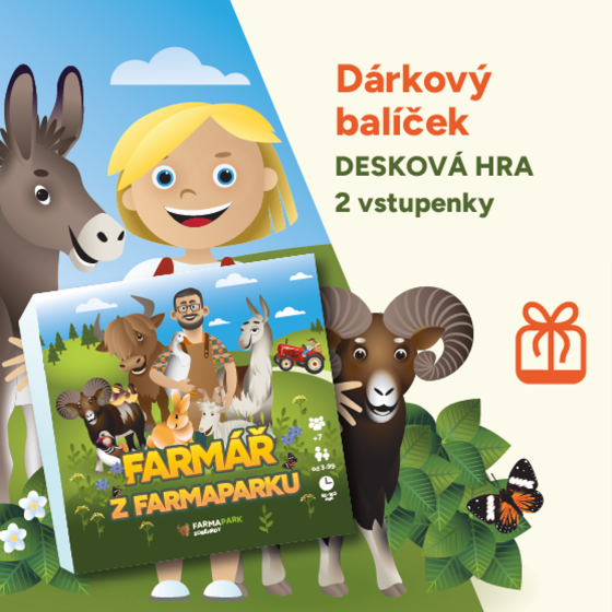 Dárkový balíček Farmapark<br>Jednodenní vstupenka s deskovou hrou<br>Leden -  Říjen 2026