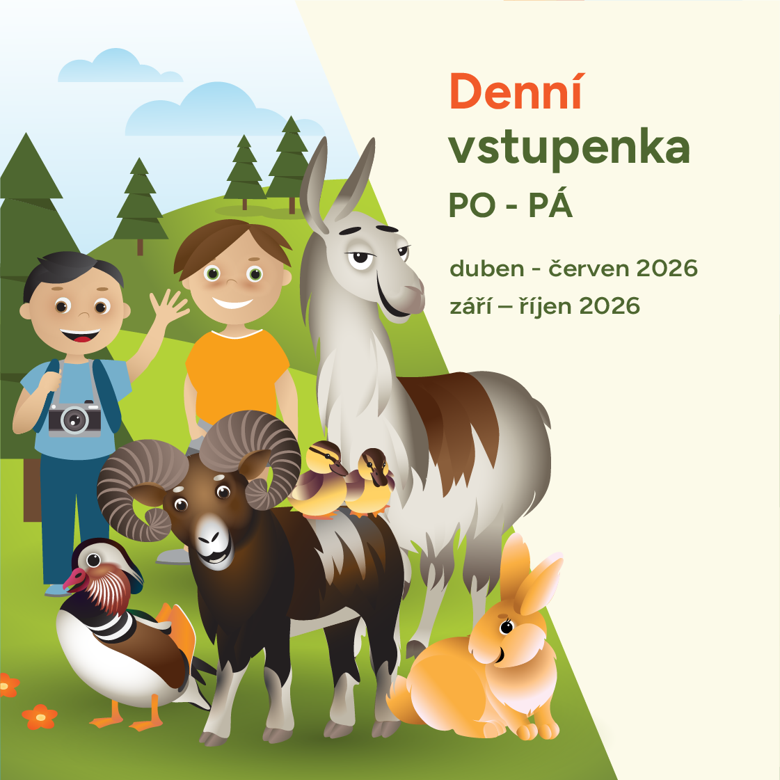 Jednodenní vstup Farmapark<br>všední dny<br>duben - červen 2026, září - říjen 2026