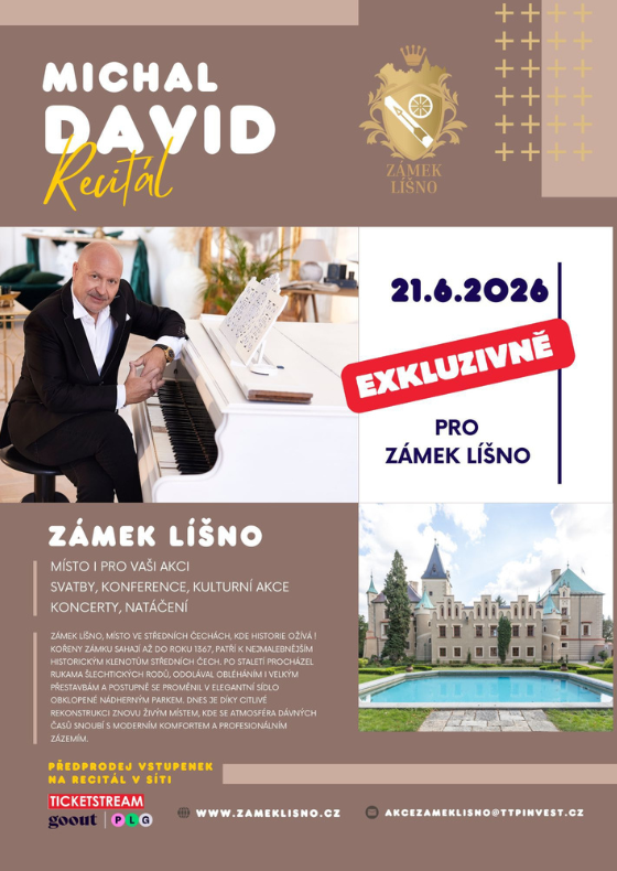 Recitál Michal David na zámku Líšno