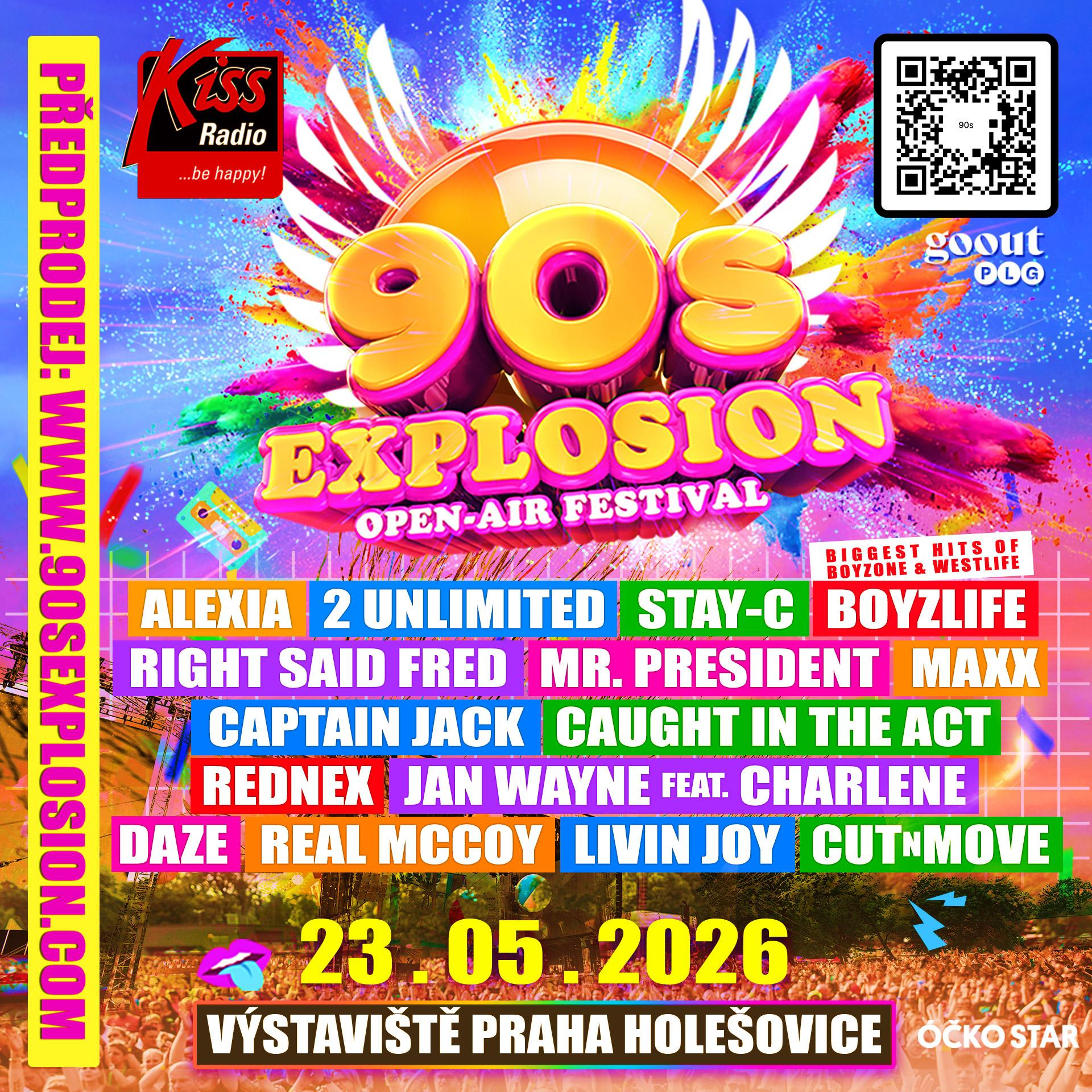 90s Explosion open-air festival Praha <span style="color:red; font-weight: bold;">2026</span><br>Největší 90s festival v ČR