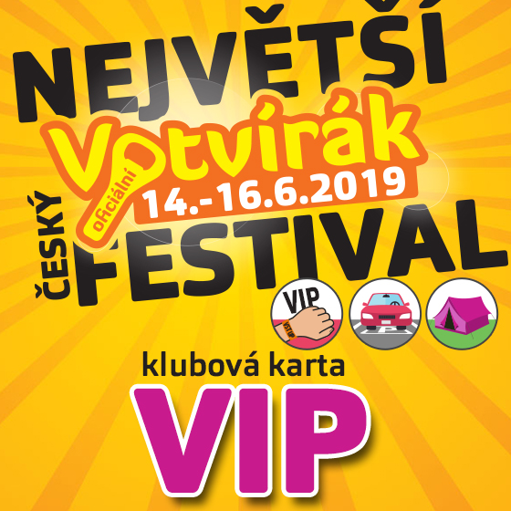 Festival Votvírák 2019<br>Největší hudební festival<br><b><font color=red>Klubová karta VIP</font></b>